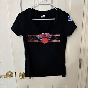 New Era Black and Orange Knicks Short Sleeve Tee
